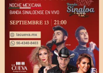 SINALOA VIP se presentará en la CUEVA de Rodrigo de la Cadena como parte de las celebraciones de la noche mexicana