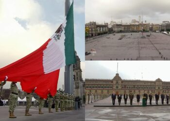 Realizan izamiento de bandera en memoria de víctimas de sismos de 1985 y 2017