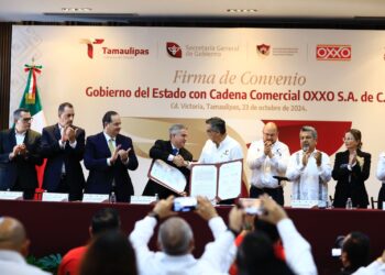 Firman convenio Gobierno de Tamaulipas y Oxxo para fortalecer seguridad