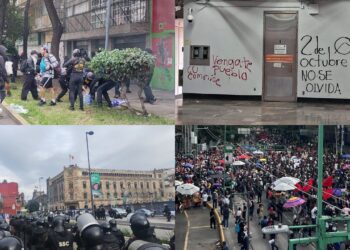 Marcha 2 de octubre: manifestantes incendian taquilla en Metro Tlatelolco
