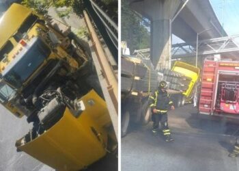 Accidente en México-Toluca: Tráiler provoca carambola; hay dos heridos
