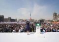 Sheinbaum agradece apoyo en mitin en el Zócalo para celebrar aniversario de la 4T