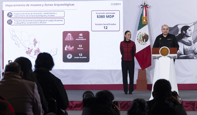 Presidenta destaca rehabilitación de escuelas del INBAL y del INAH, de zonas arqueológicas e inauguración del primer Museo Textil