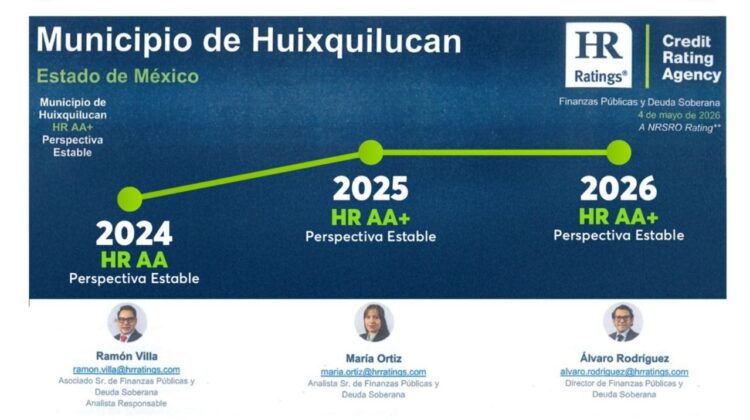Huixquilucan nuevamente con calificación crediticia favorable