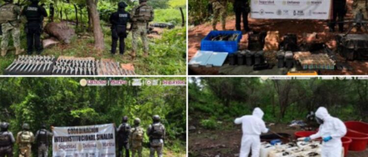 Aseguran armamento, explosivos y narcolaboratorio en tres municipios de Sinaloa