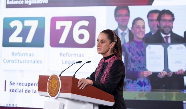 Presidenta resalta aprobación de 27 reformas constitucionales y 76 legales que recuperan el sentido social y la soberanía en la Constitución