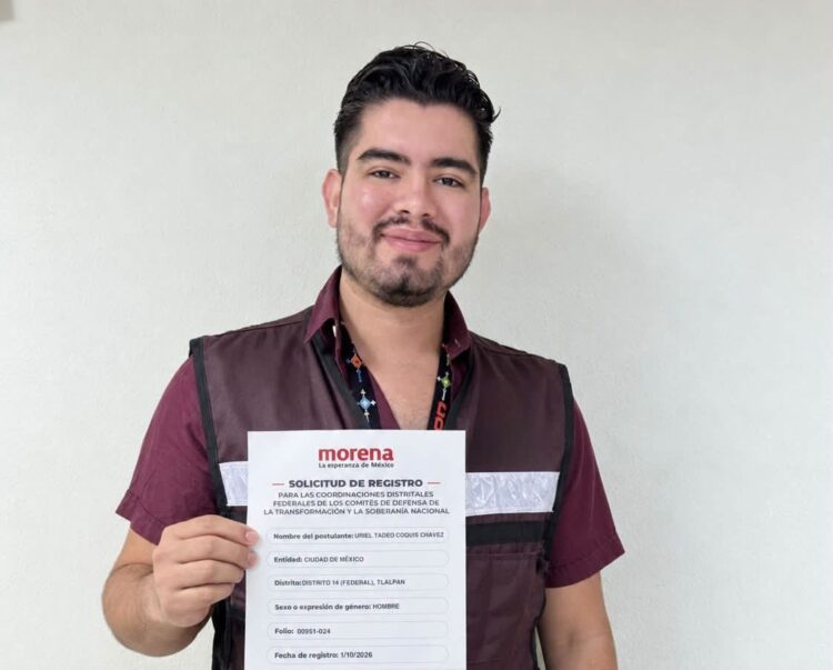 Uriel Coquis se registra en Tlalpan